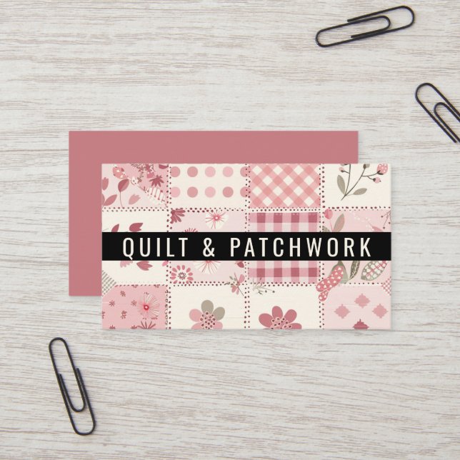 Rosa Quilt-Patchwork-Handmade Kleidung  Visitenkarte (Vorderseite/Rückseite Beispiel)
