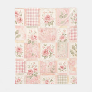 Rosa Quilt-Patchwork-Pastell-Blumen-Vintage Fleecedecke