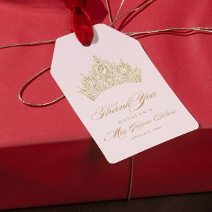 Rosa Quinceanera Elegante Gold Tiara Geschenkanhänger