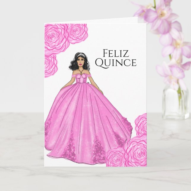 Rosa Quinceanera Geburtstagskarte Karte (Orchidee)
