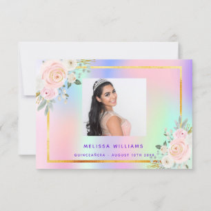 Rosa Quinceanera lila Foto Regenbogenblüte Dankeskarte