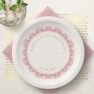 Rosa Quinceanera Pappteller