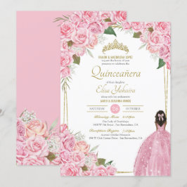 Rosa Quinceanera Rose Blumenstrauß Rosa Elegantes  Einladung