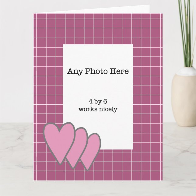 Rosa Rahmen um Ihr Foto Karte (Vorderseite)