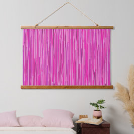 Rosa Rain Vertikale Strickkunst Wandteppich Mit Holzrahmen