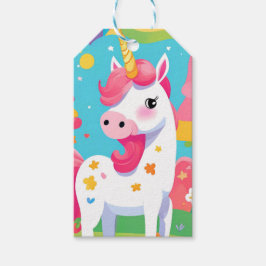 Rosa Rainbow Unicorn Geburtstag Geschenkanhänger