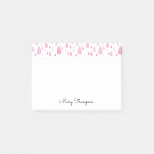 Rosa Raindrops Monogramm Name Post-it Klebezettel