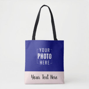 Rosa Rand Foto und Text individuell anpassbar Tasche