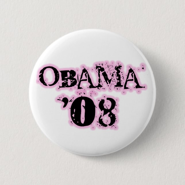 Rosa Rand-Knopf Obama 08 Button (Vorderseite)