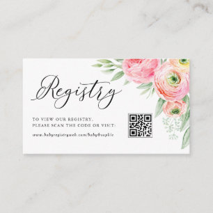 Rosa Ranunculus Baby Show QR Code Registrierung Begleitkarte