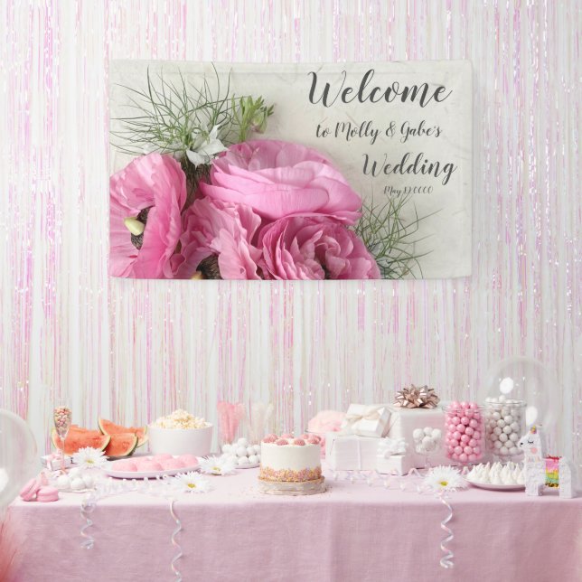 Rosa Ranunculus mit nigella-Blume Banner (Party)