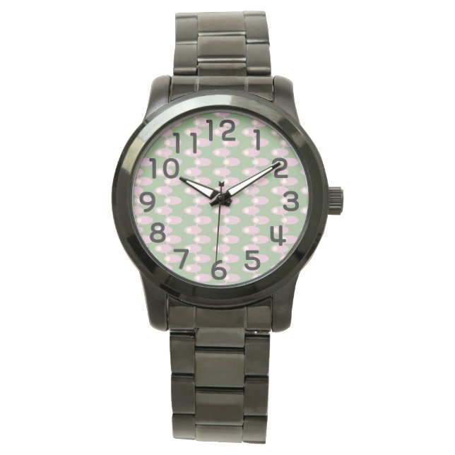 Rosa Raumschiffe Armbanduhr (Vorderseite)