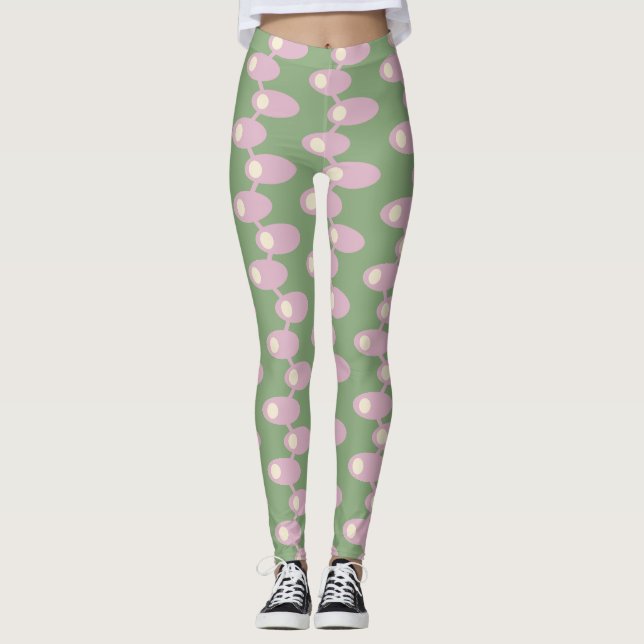 Rosa Raumschiffe Leggings (Vorderseite)