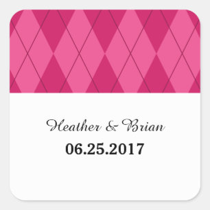 Rosa Raute Hochzeitskleber Quadratischer Aufkleber