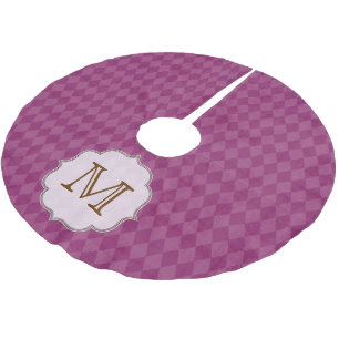 Rosa Raute Print Monogram Initial Tree Skirt Polyester Weihnachtsbaumdecke