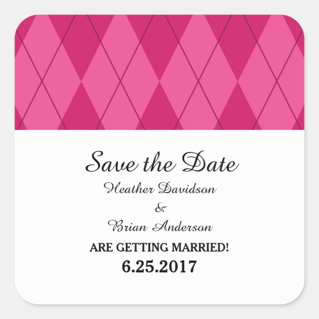 Rosa Raute Save the Date Aufkleber (Vorderseite)