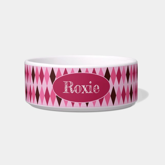 Rosa Raute Valentinstag Keramik Pet Bowl Napf (Vorderseite)