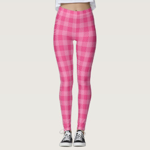 Rosa Rauten-Holzfäller-kariertes Muster Leggings