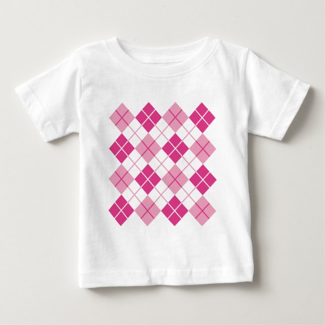 Rosa Rauten-Muster Baby T-shirt (Vorderseite)