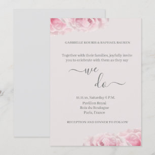 Rosa Real Rose Blume Grau Elegant Wir machen Hochz Einladung