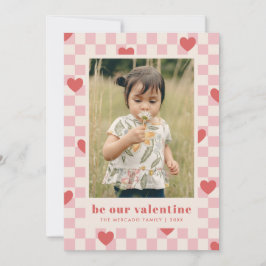 Rosa Red Checkerboard Herz Valentine's Day Card Einladung