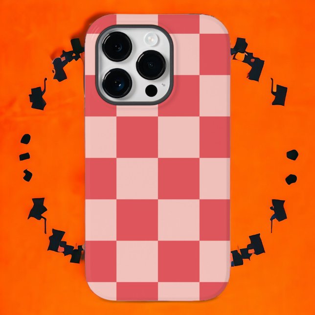 Rosa Red Checkered Gingham Pattern Case-Mate iPhone 14 Pro Hülle (Zazzle Pink Red Checkered Gingham Pattern Case-Mate Iphone Case)