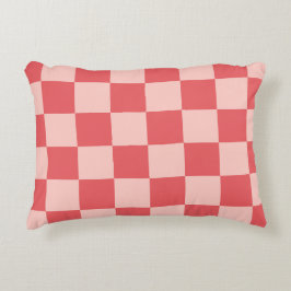 Rosa Red Checkered Gingham Pattern Dekokissen