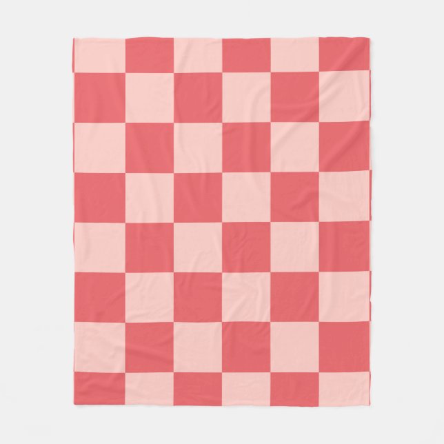 Rosa Red Checkered Gingham Pattern Fleecedecke (Vorderseite)