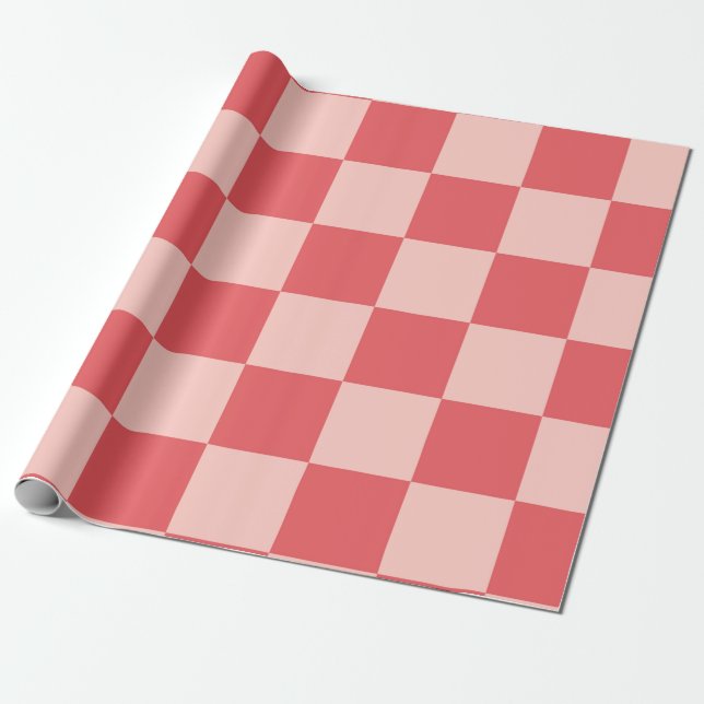Rosa Red Checkered Gingham Pattern Geschenkpapier (Ungerollt)