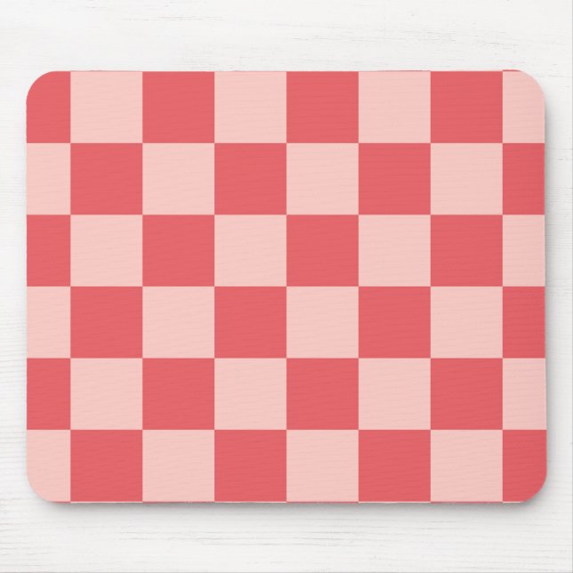 Rosa Red Checkered Gingham Pattern Mousepad (Vorne)