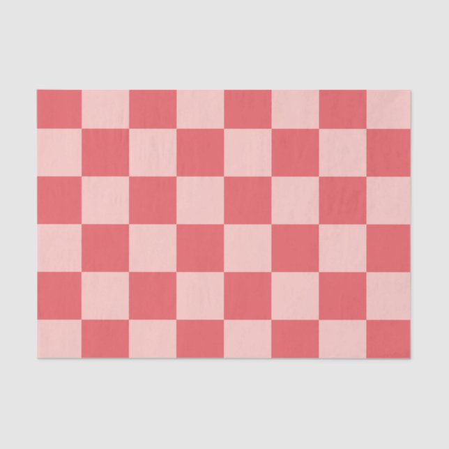 Rosa Red Checkered Gingham Pattern Seidenpapier (Vorderseite)