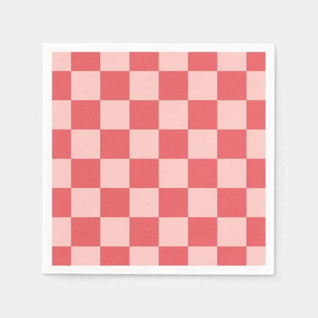 Rosa Red Checkered Gingham Pattern Serviette (Vorderseite)