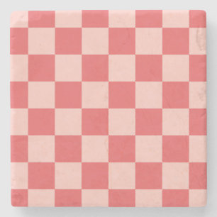 Rosa Red Checkered Gingham Pattern Steinuntersetzer