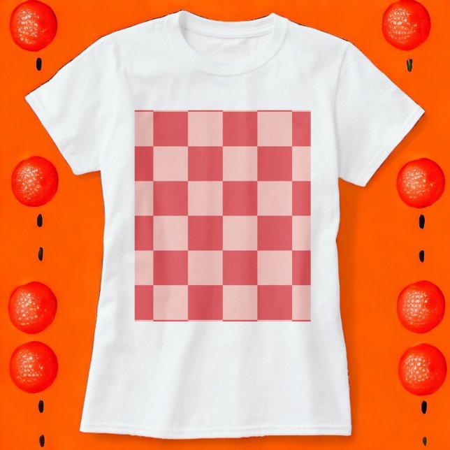 Rosa Red Checkered Gingham Pattern T-Shirt (Zazzle Pink Red Checkered Gingham Pattern Tshirt)