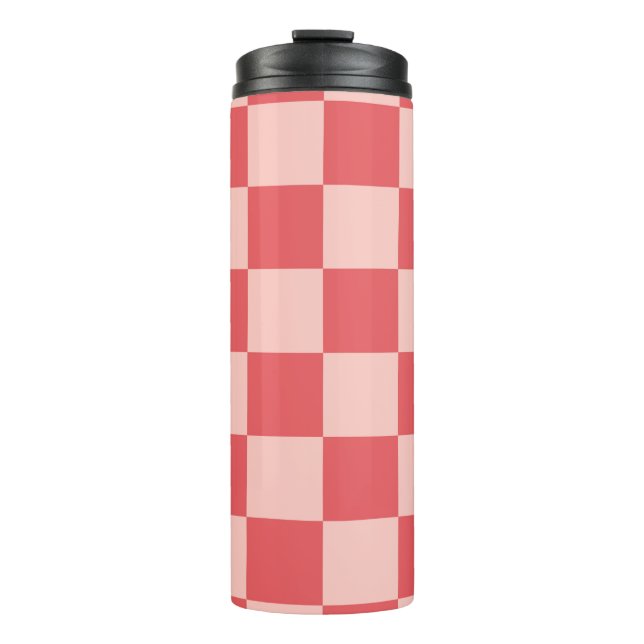 Rosa Red Checkered Gingham Pattern Thermosbecher (Vorderseite)