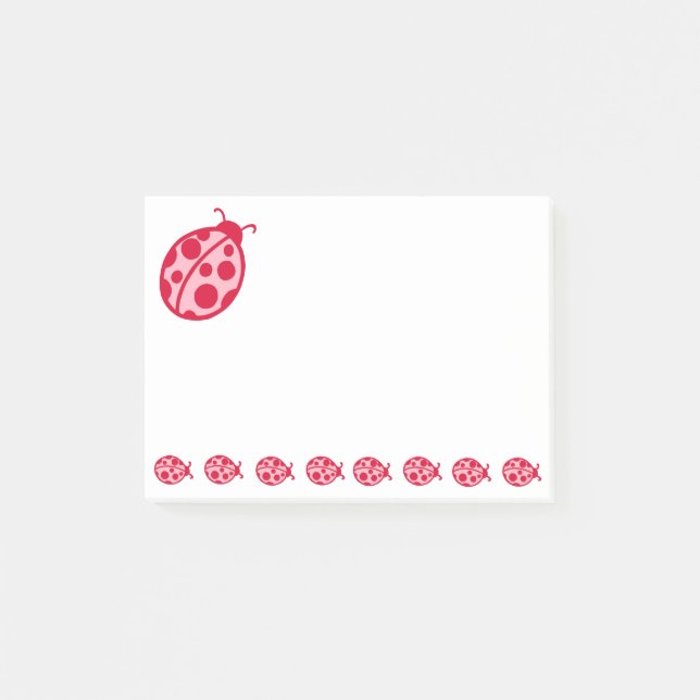 Rosa Red Ladybugs Post It Notes Post-it Klebezettel (Vorderseite)