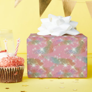 Rosa Regenbogen-Attrappe-Glitter-Funkel-Muster Geschenkpapier