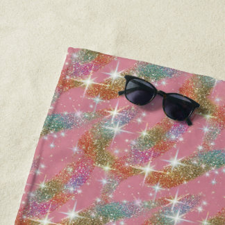 Rosa Regenbogen-Attrappe-Glitter-Funkel-Muster Strandtuch