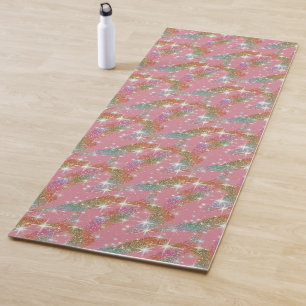 Rosa Regenbogen-Attrappe-Glitter-Funkel-Muster Yogamatte