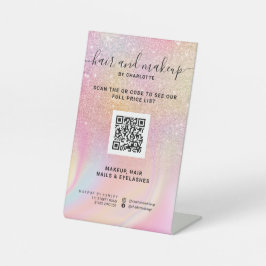 Rosa Regenbogen-Einhorn-Preis für Glitzer-QR Sockelschild
