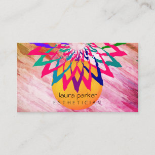 Rosa Regenbogen Lotus Blume Yoga Dozentin Meditati Visitenkarte