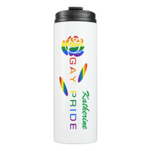 Rosa Regenbogenflagge Gay Pride personalisierter N Thermosbecher
