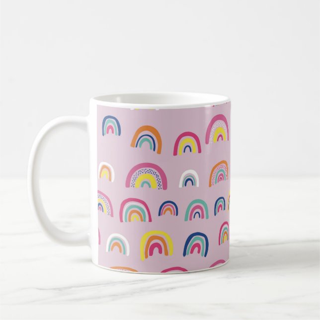 Rosa Regenbogenmuster Kaffeetasse (Links)
