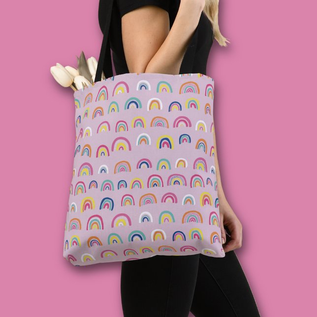 Rosa Regenbogenmuster Tasche (Pink rainbow all over print tote bag)