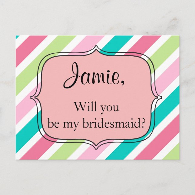 Rosa Regenbogenstreifen Postkarte (Vorderseite)