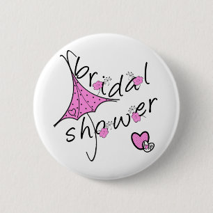 Rosa Regenschirm-Brautparty Button