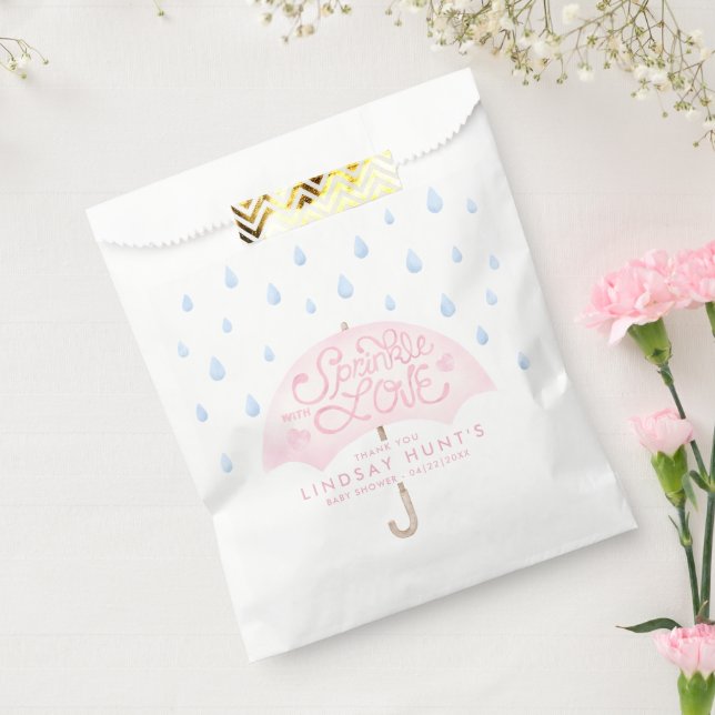 Rosa Regenschirm Sprinkle Babydusche Geschenktütchen (Versiegelt)