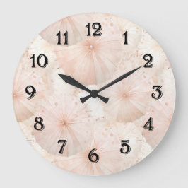 Rosa Regenschirme mit Streifen Große Wanduhr
