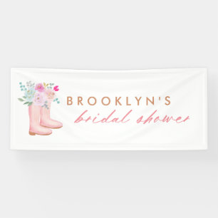 Rosa Regenschüsse und Blume Brautparty Banner