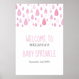 Rosa Regentropfen Baby Mädchen Sprinkle / Shower W Poster